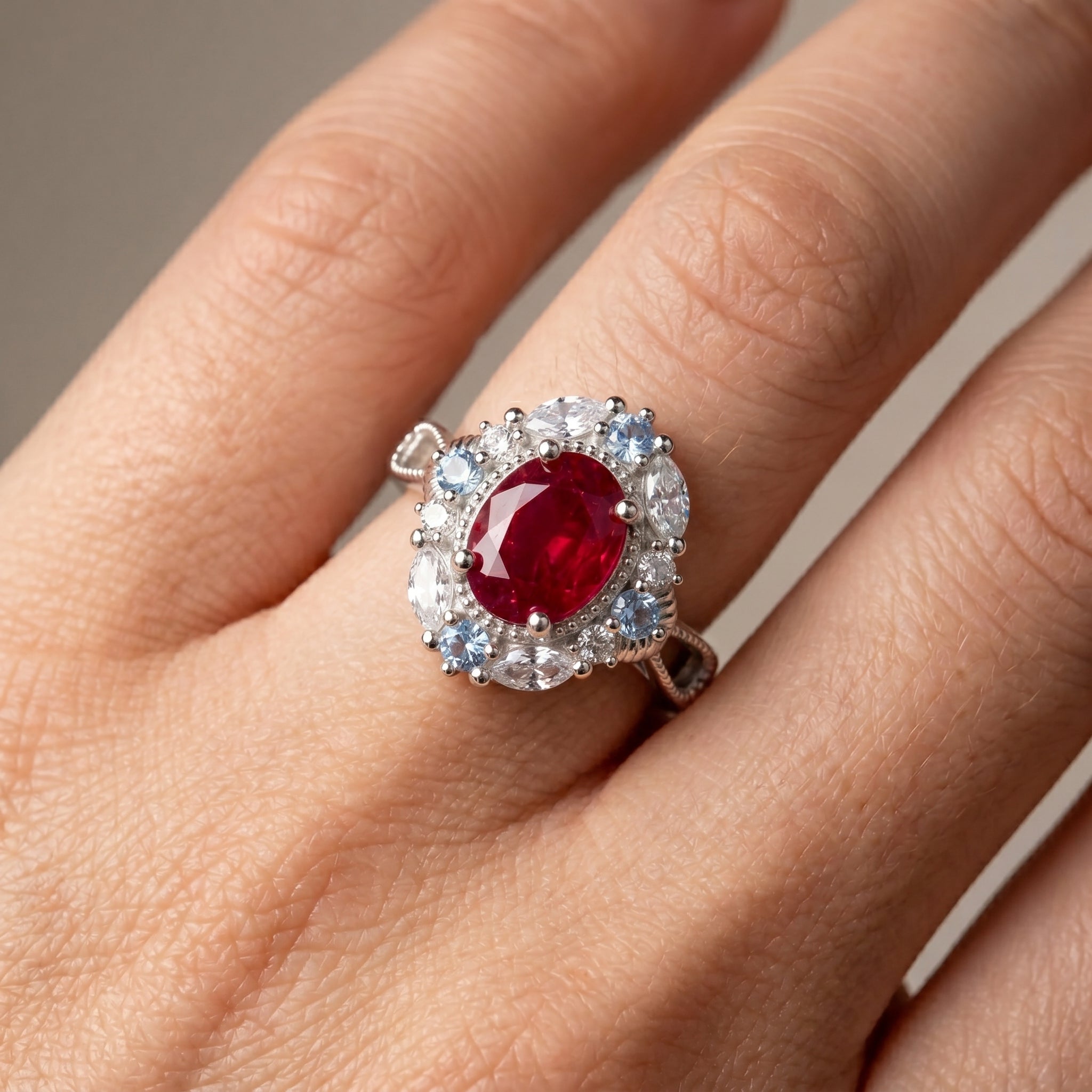 Vintage Filigree Red Ruby Ring
