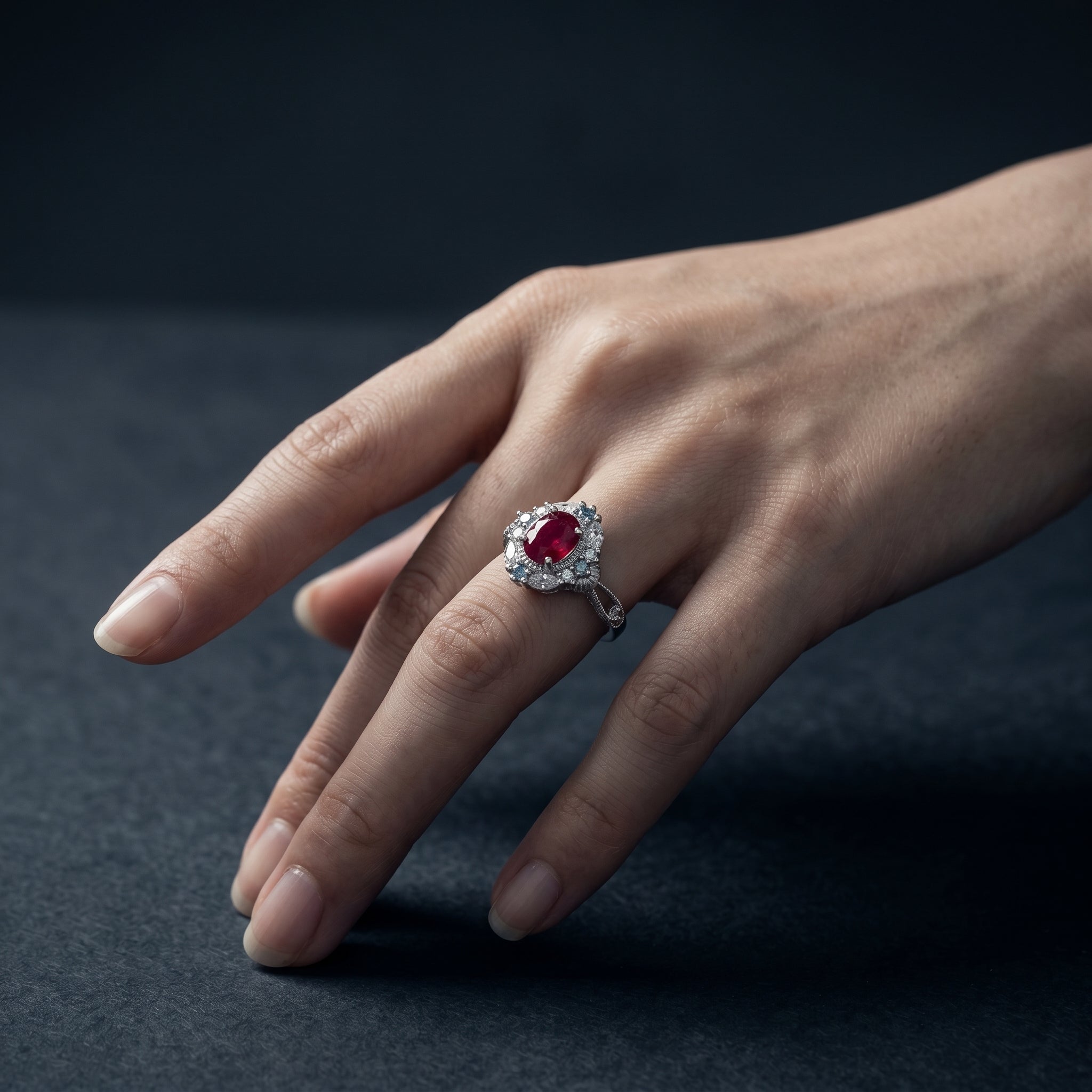Vintage Filigree Red Ruby Ring