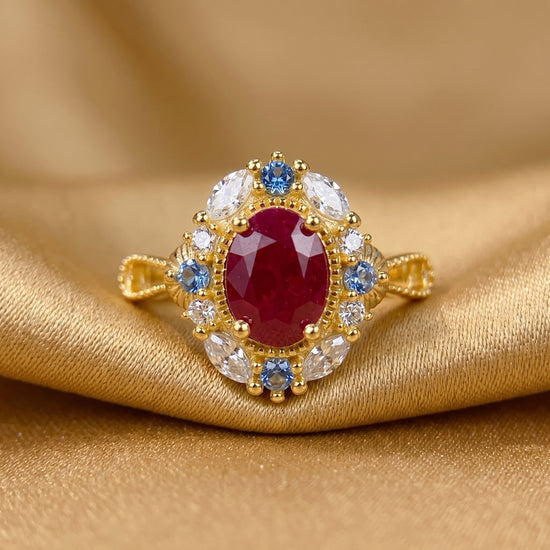 Vintage Filigree Red Ruby Ring