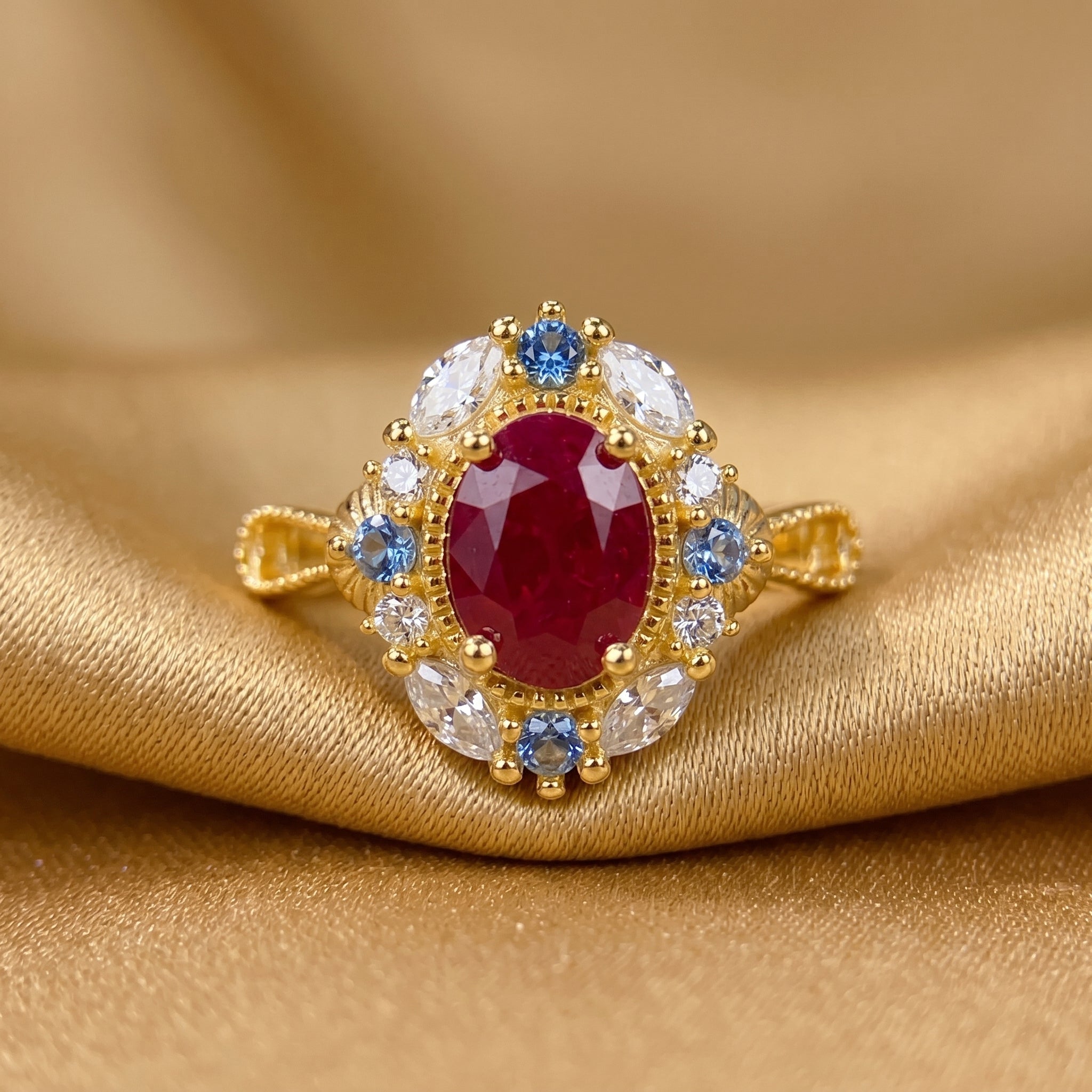 Vintage Filigree Red Ruby Ring