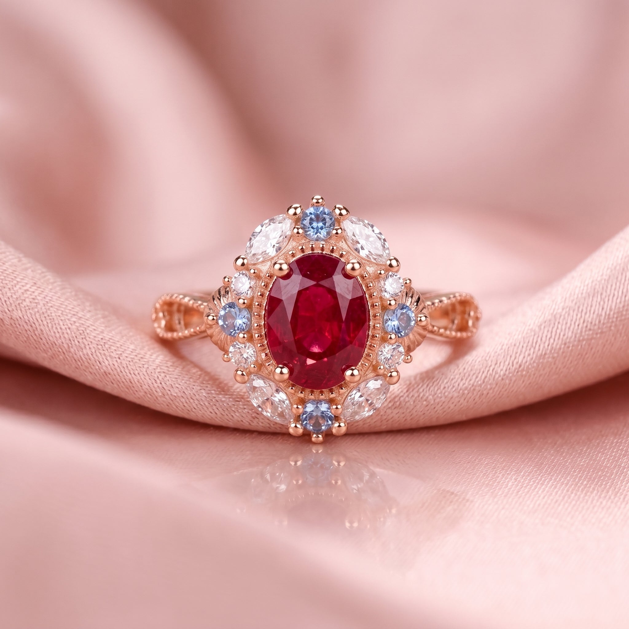 Vintage Filigree Red Ruby Ring