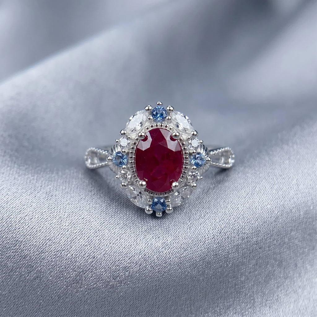 Vintage Filigree Red Ruby Ring