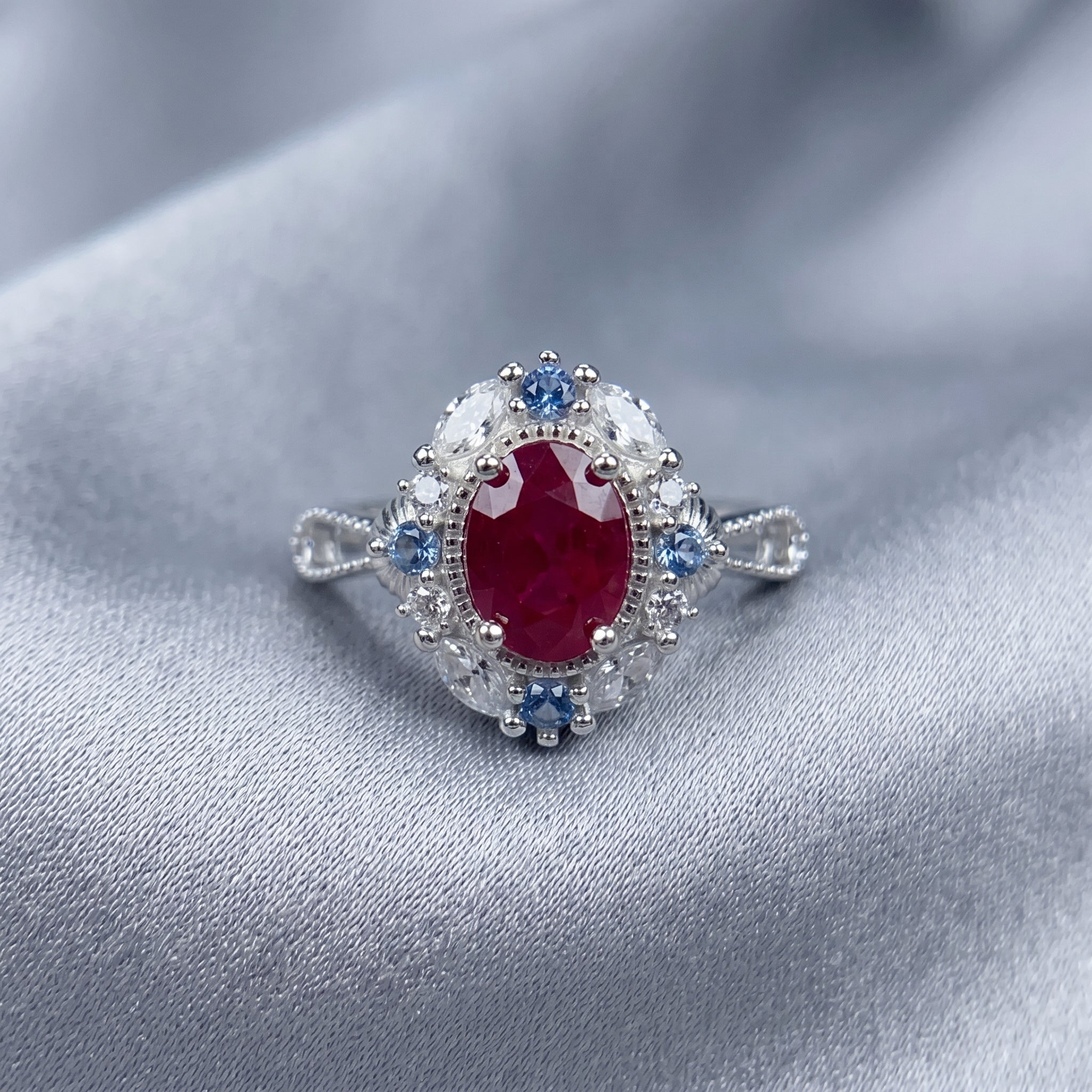 Vintage Filigree Red Ruby Ring