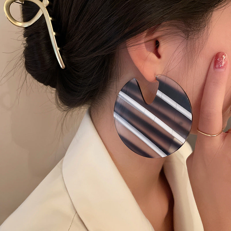 Large Checker Stripe Drop Earrings