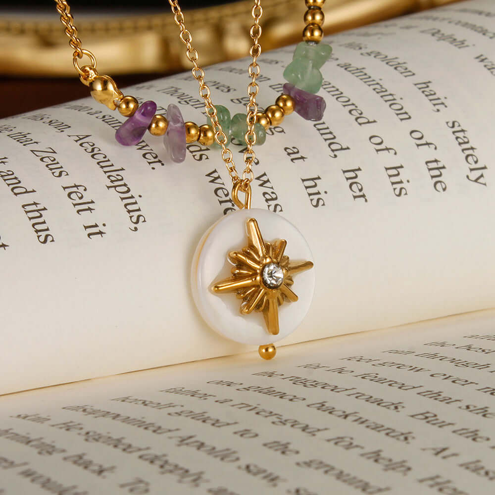 Layering Stone Star Pendant Chain Necklace