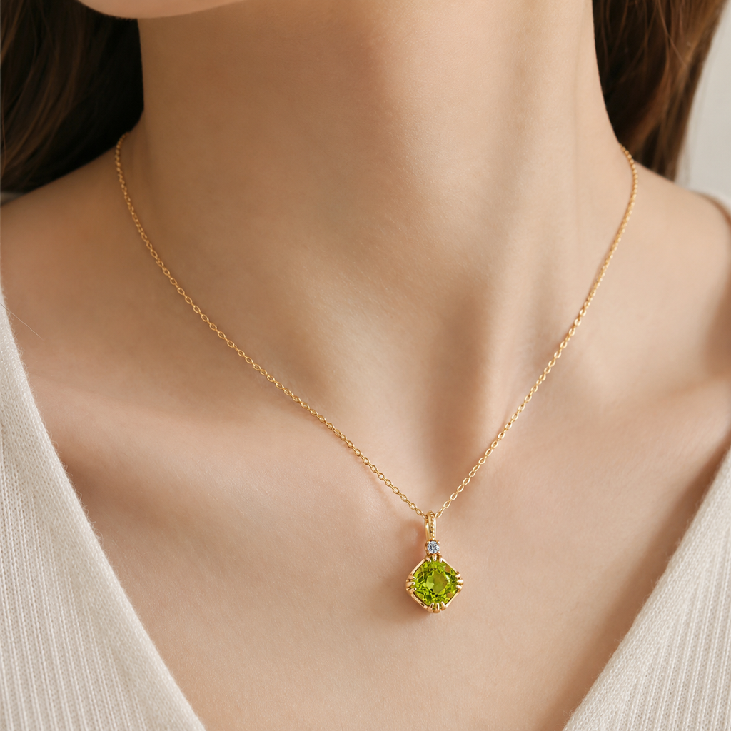 Leo Birthstone Peridot Pendant Necklace 