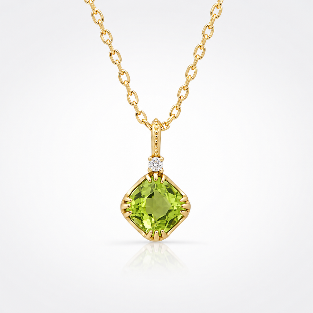Leo Birthstone Peridot Pendant Necklace 