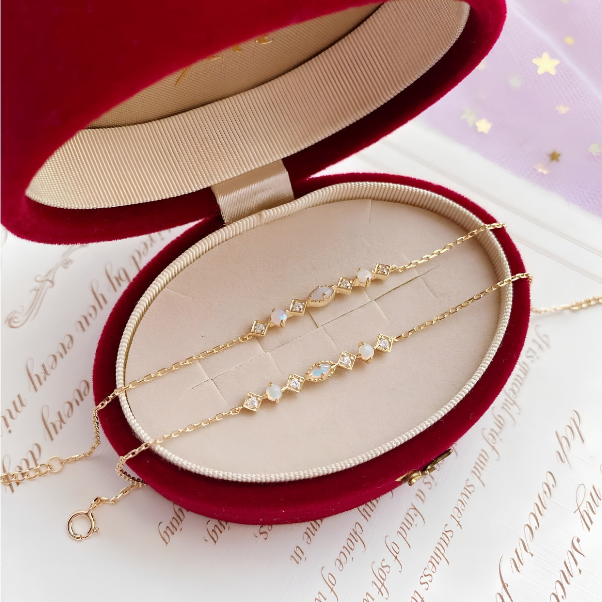 Dainty Opal Bracelet Libra Birthstone Gift 
