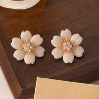 Light Luxury Beige Flower Earrings