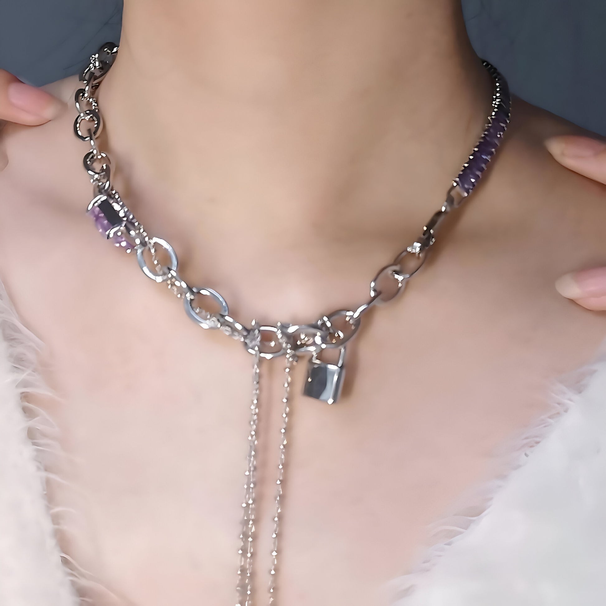 Lock Crystal Chain Necklace