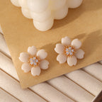 Luxury Beige Flower CZ Earrings