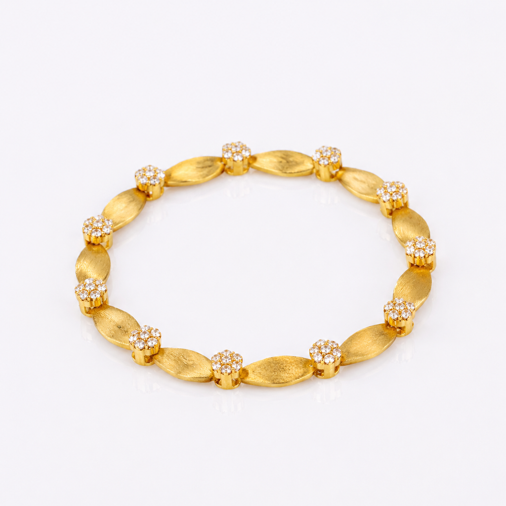 Luxury Dual Tone Brushed Ribbon Link Bracelet 