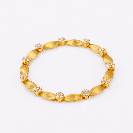 Luxury Dual Tone Brushed Ribbon Link Bracelet 