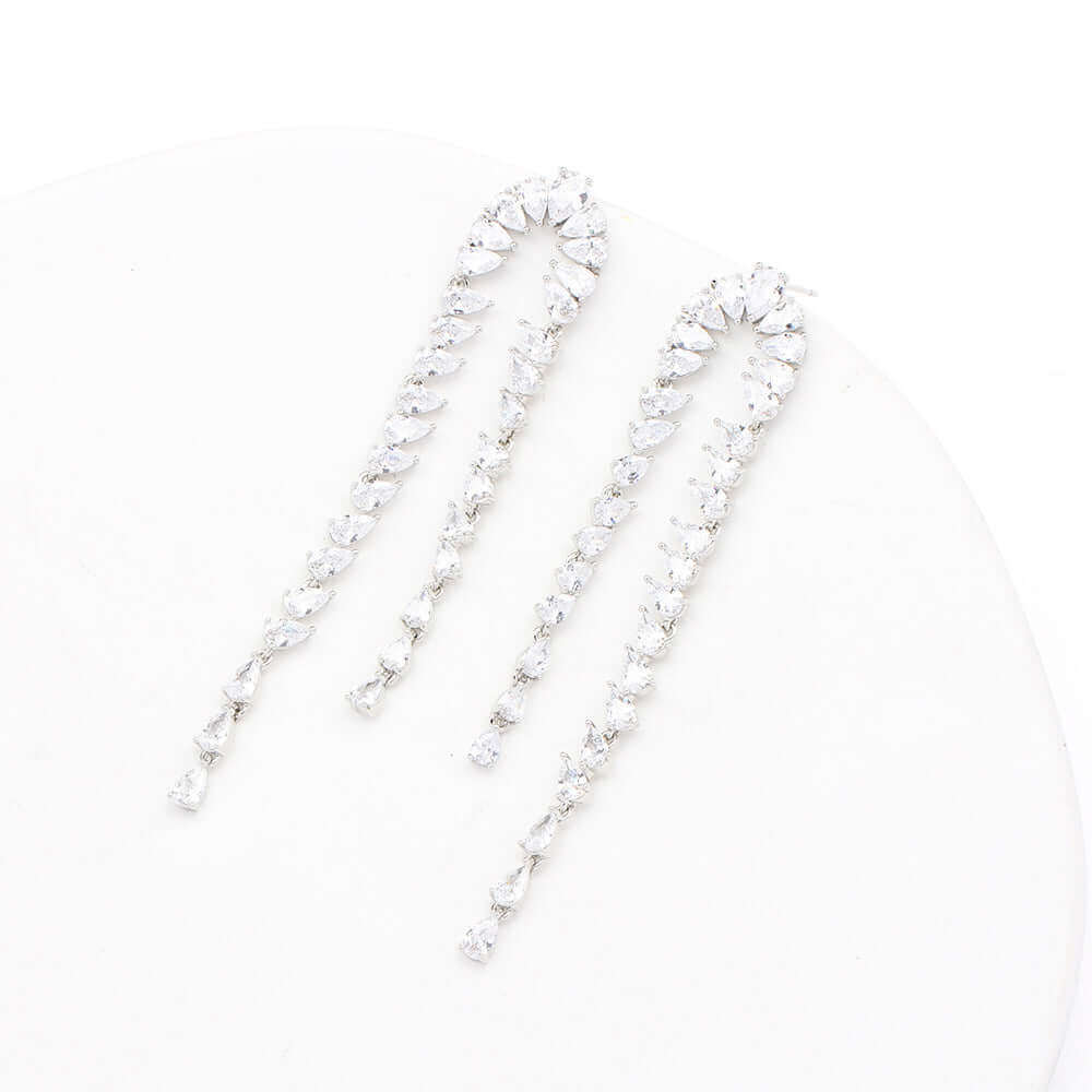 Luxury Teardrop CZ Waterfall Earrings