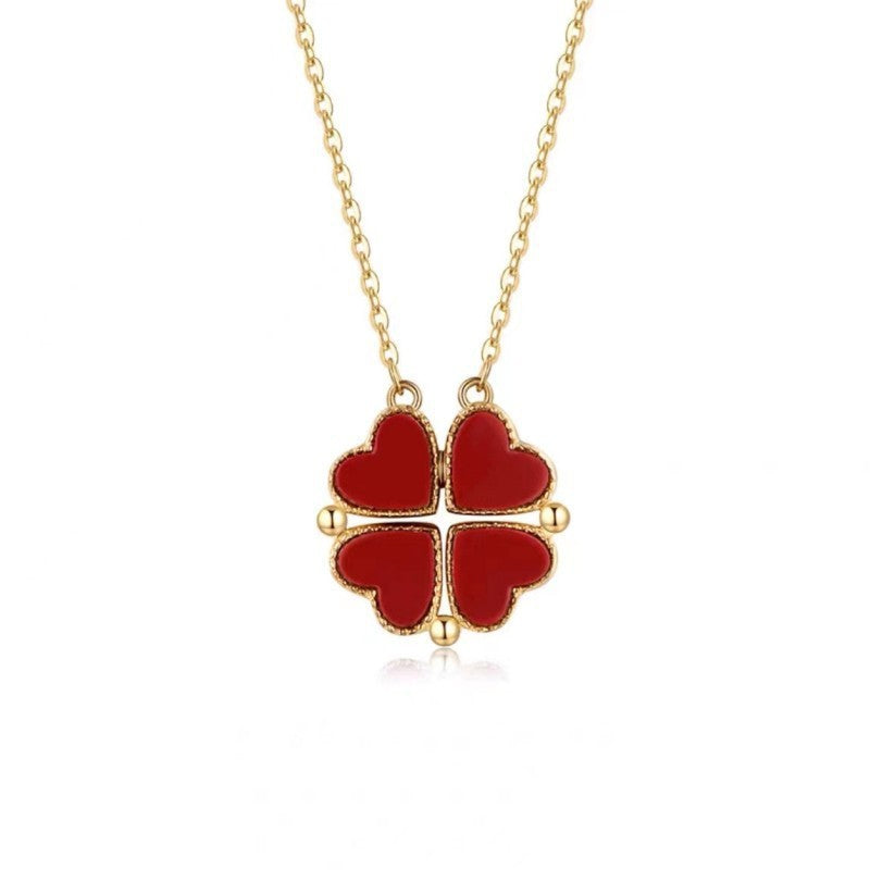 Magnetic Red Clover Necklace