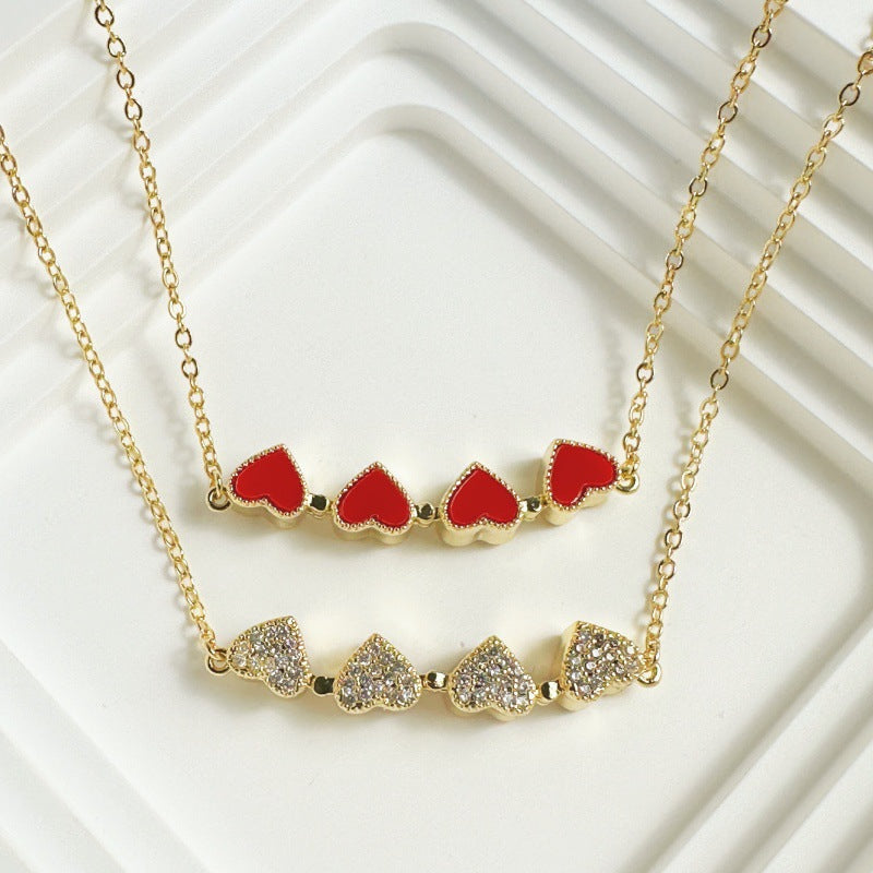 Magnetic Red Heart Clover Lucky Necklace