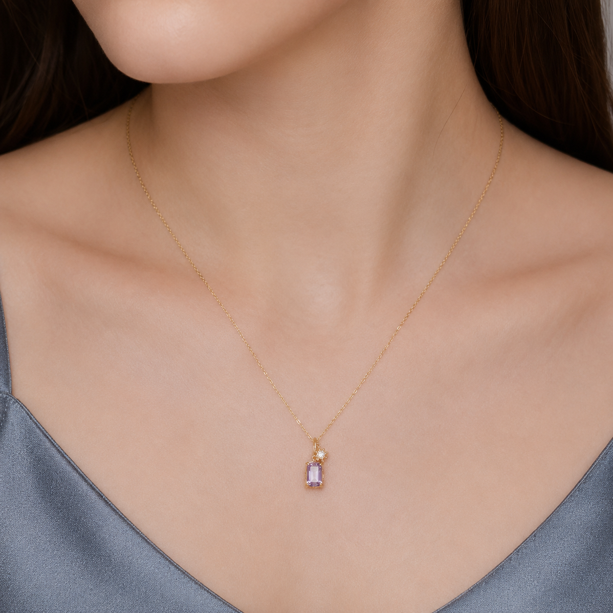 Make A Wish Amethyst Peridot Necklace with Snowflake