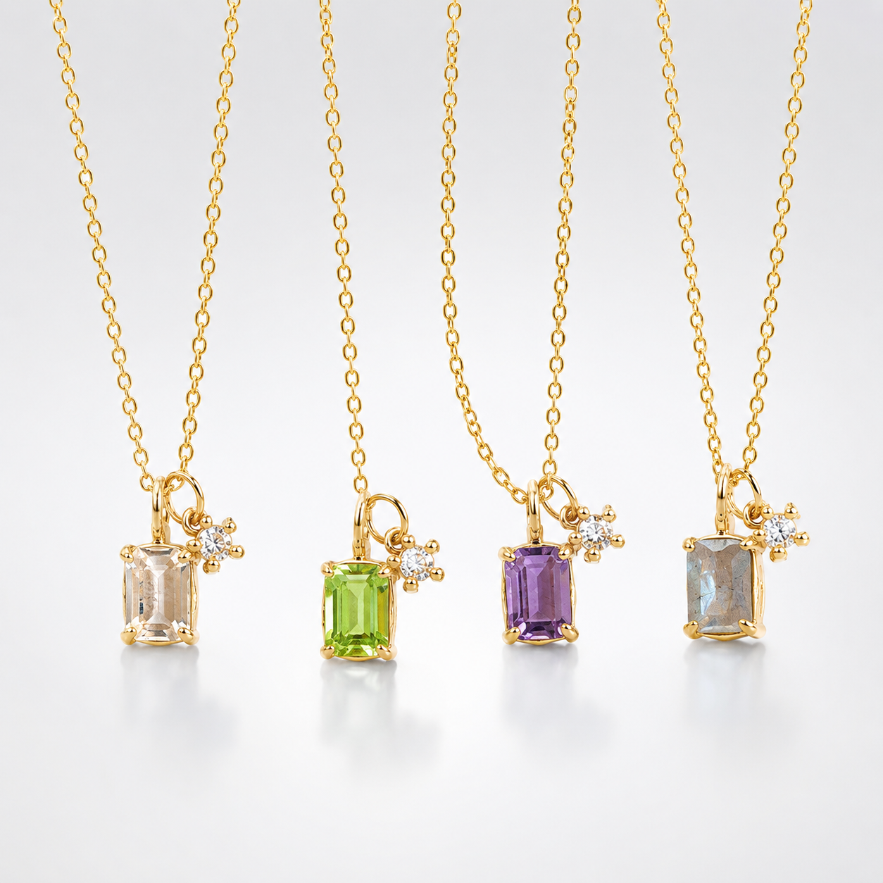 Make A Wish Amethyst Peridot Necklace with Snowflake