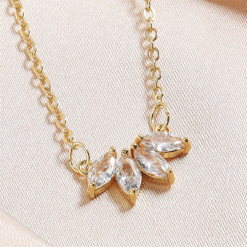  Marquise Leaf Pendant Necklace