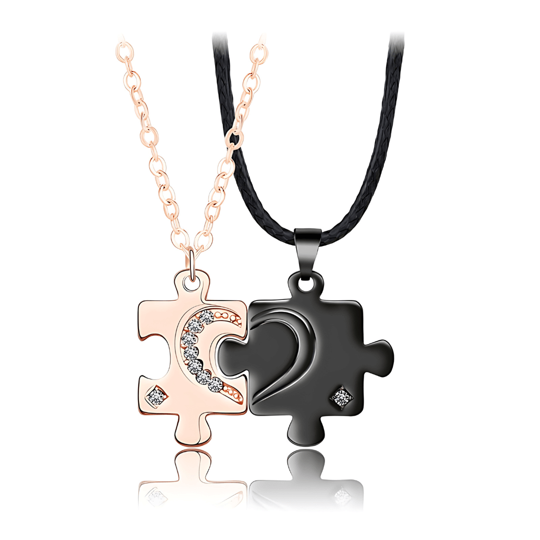 Matching Puzzle Couples Pendant Necklaces