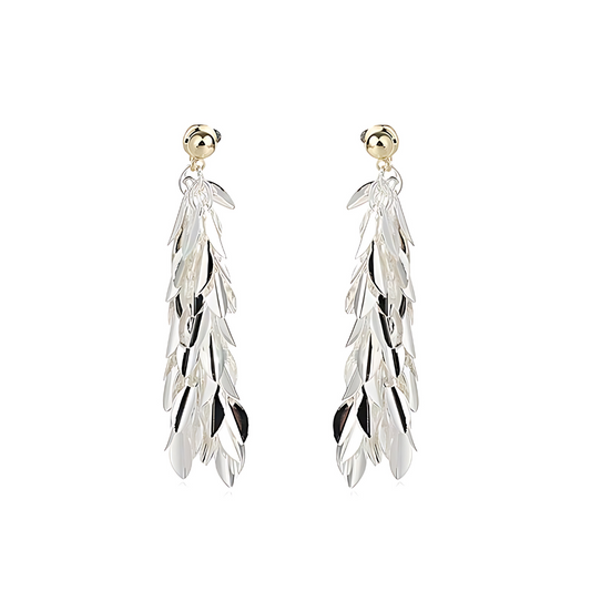 Metal Tassel Leaf Drop Earrings