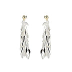 Chic Silver leaf-shaped earrings on a white background