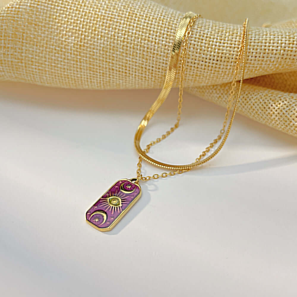 Moon Star Pendant Layering Necklace