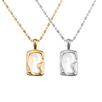 Mother of Pearl Vintage Gold Frame Pendant Necklace