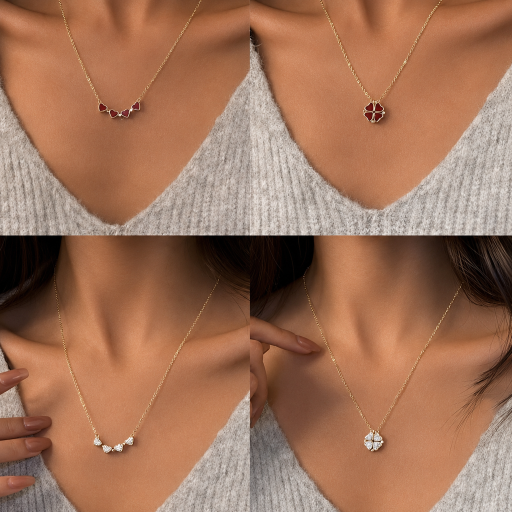 Multi-Way Heart Clover Lucky Necklace Magnetic