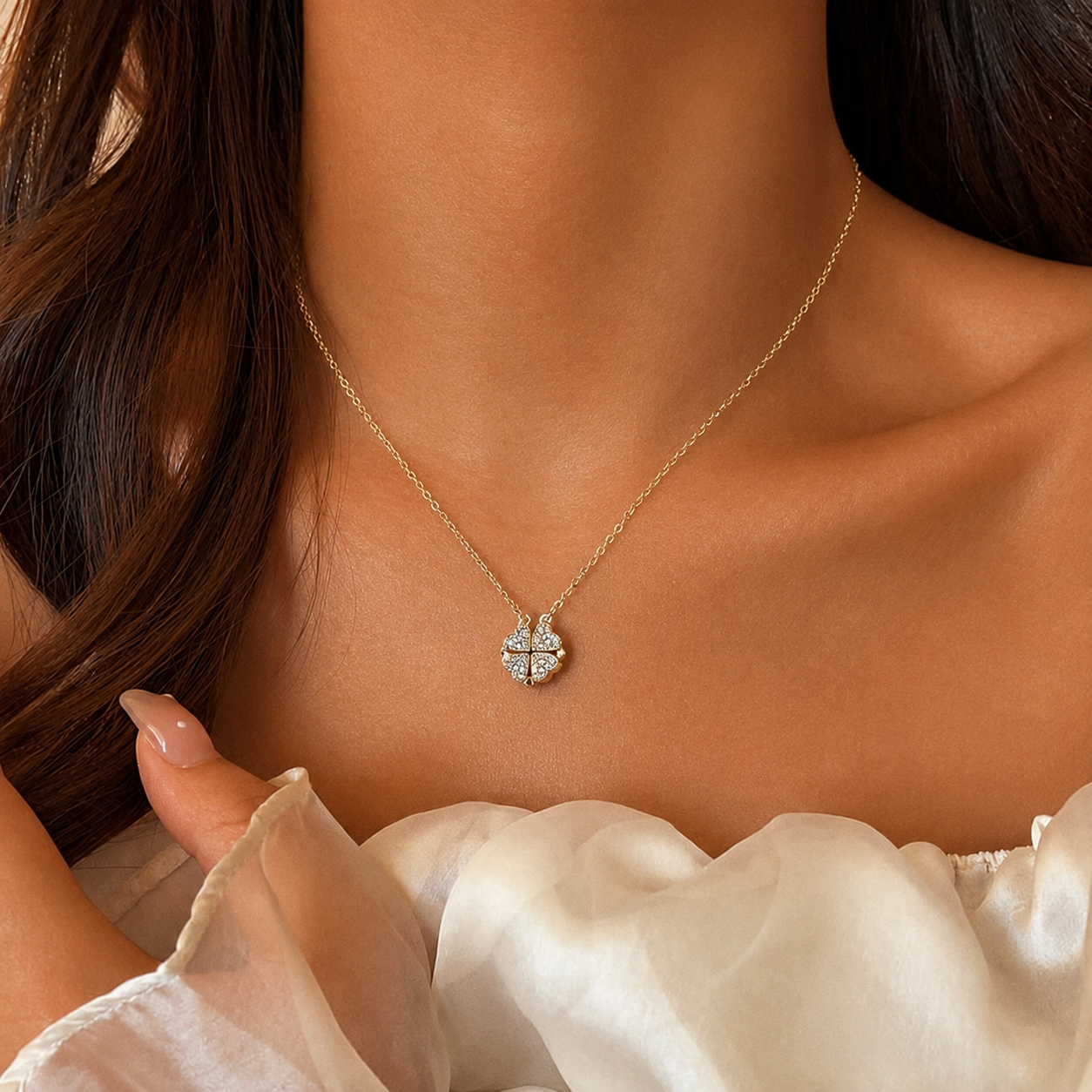 Multi-Way Heart Clover Lucky Necklace Magnetic