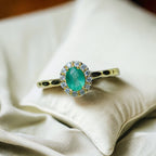18K Gold Statement Emerald Halo Ring | NS2402