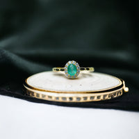18K Gold Statement Emerald Halo Ring