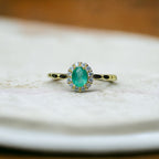 18K Gold Statement Emerald Halo Ring