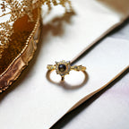 18K Gold Cute Angel Wings Black Star Sapphire Ring  | NS2407