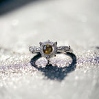 18K Gold Cute Angel Wings Black Star Sapphire Ring  | NS2407