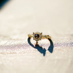 18K Gold Cute Angel Wings Black Star Sapphire Ring  | NS2407