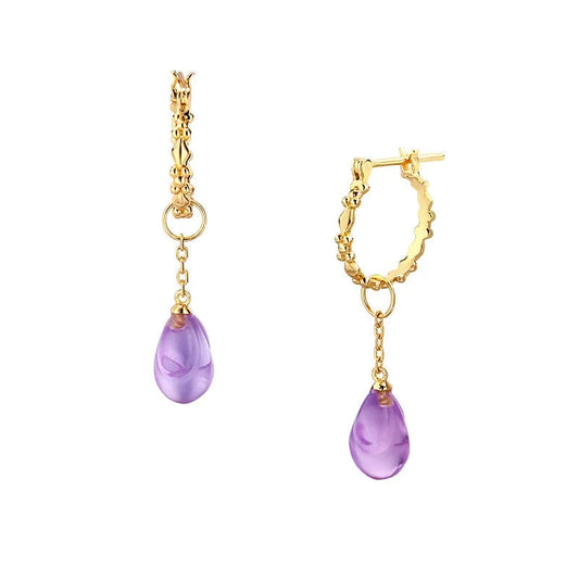 Natural Amethyst Teardrop Earrings