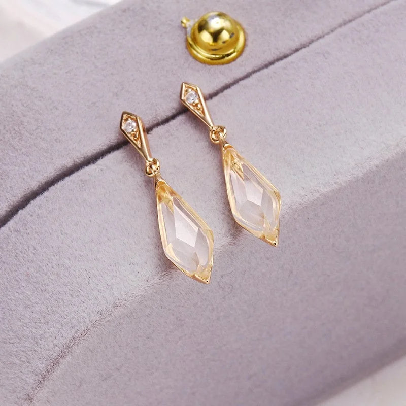 Natural Clear Quartz Dangle Earrings