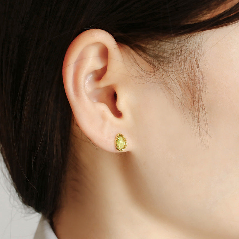 Natural Green Peridot Stud Earrings