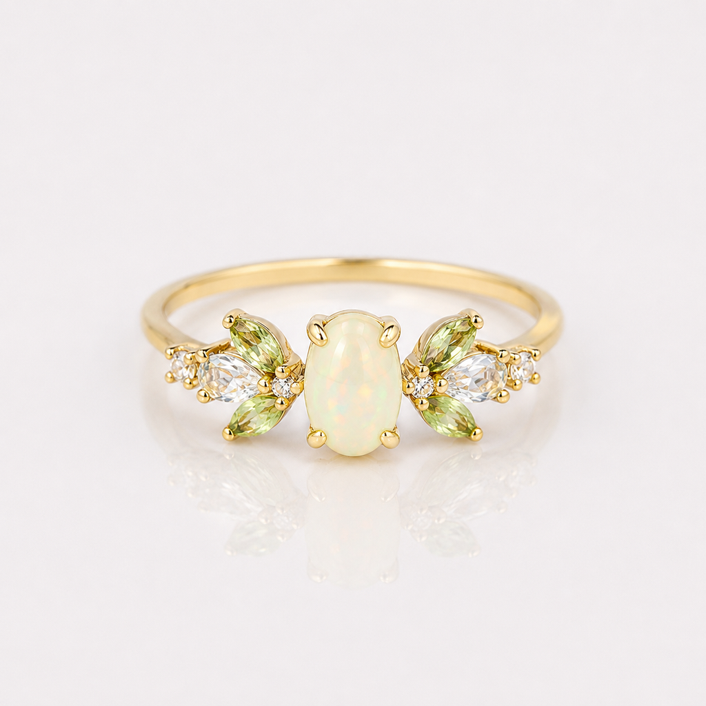 Nature Inspired Opal Peridot Ring