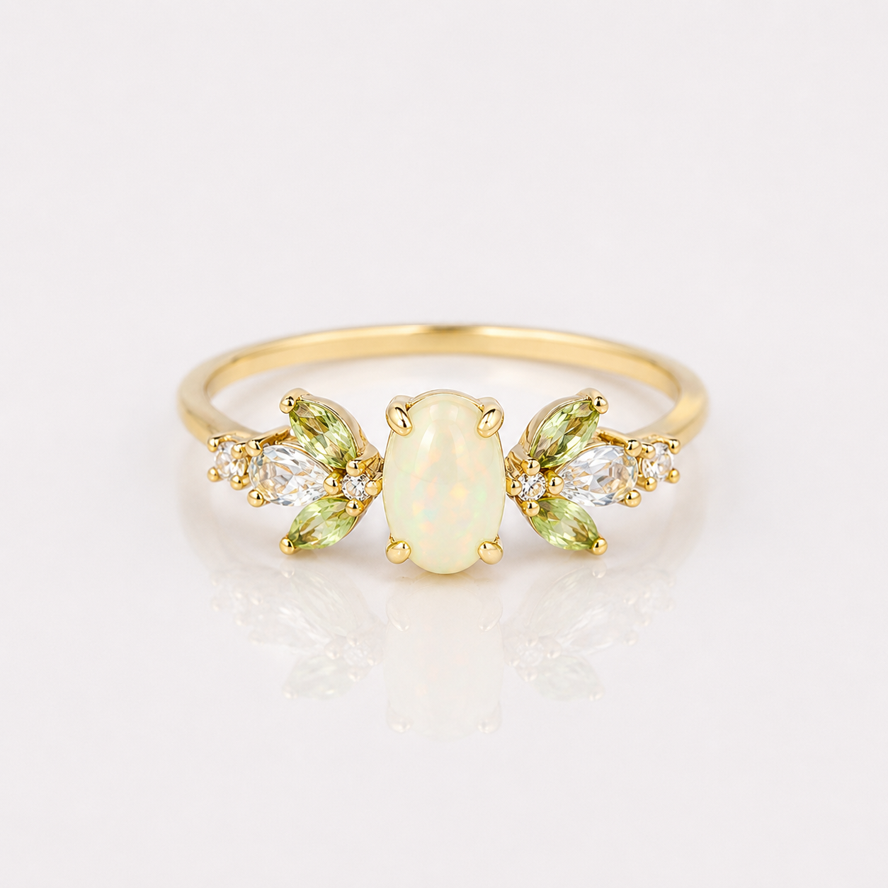 Nature Inspired Opal Peridot Ring
