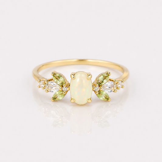Nature Inspired Opal Peridot Ring