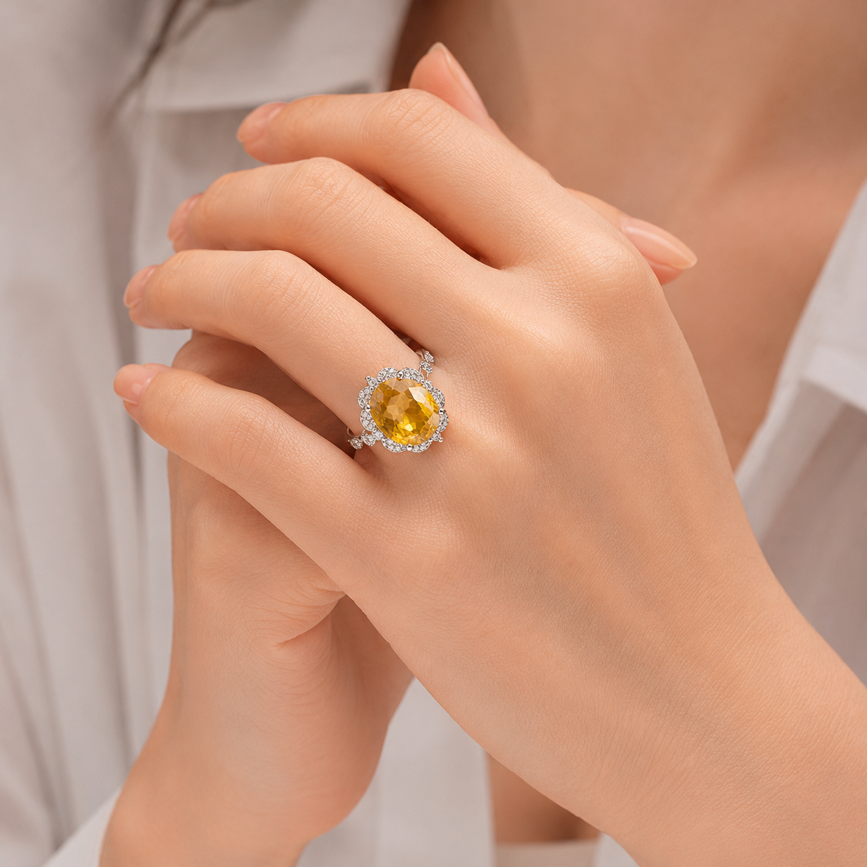 November Citrine Bezel Ring