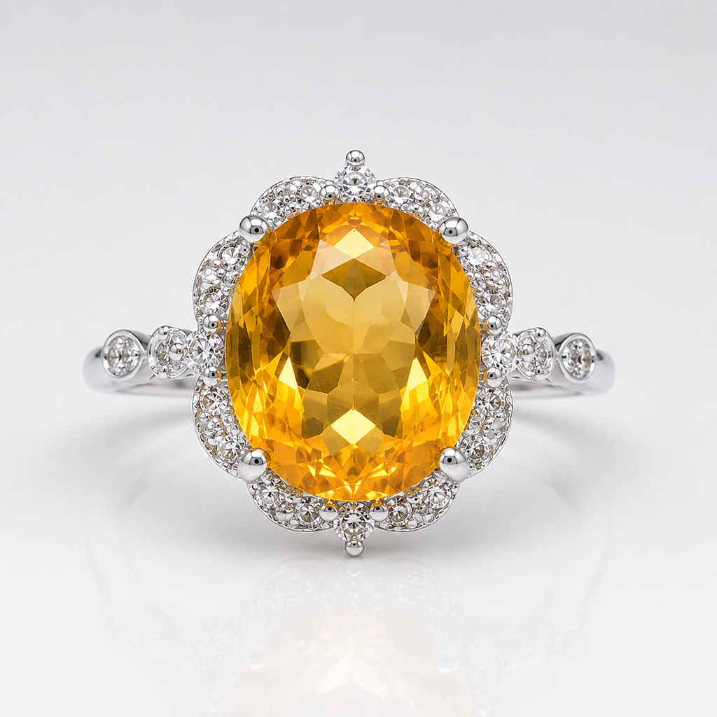 November Citrine Bezel Ring