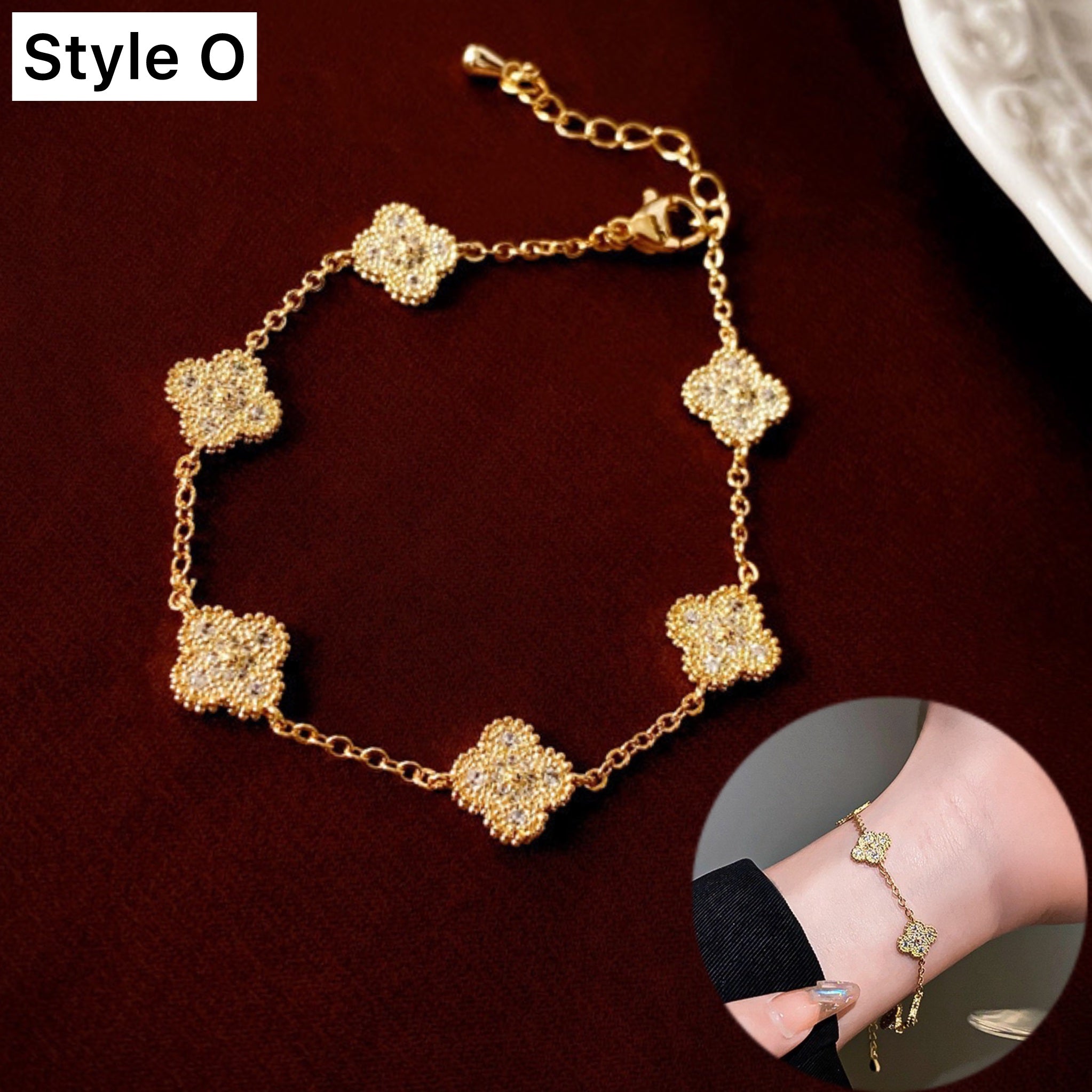 14K Gold Plated Four Leaf Clover Bracelet