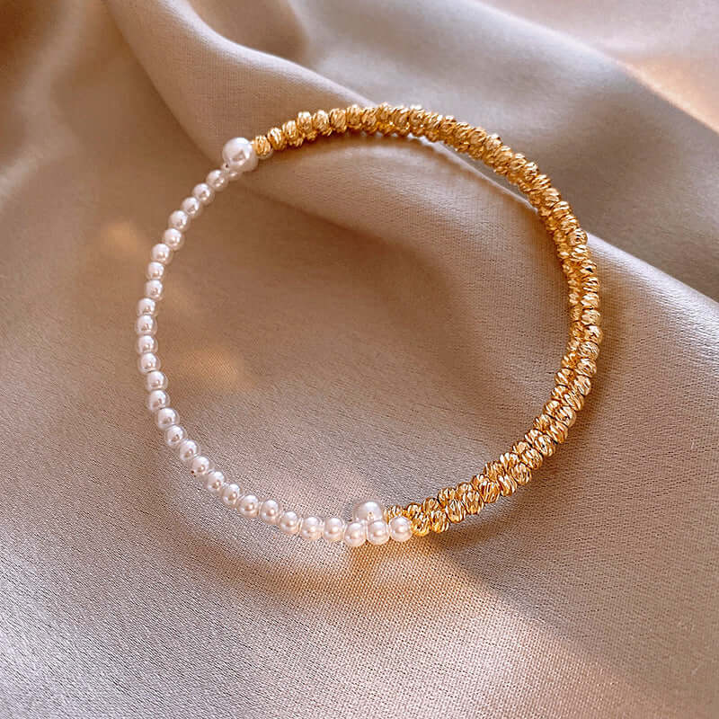Bling Layer Gold Beads Strengthable Bangle Cuff Bracelet | R8270