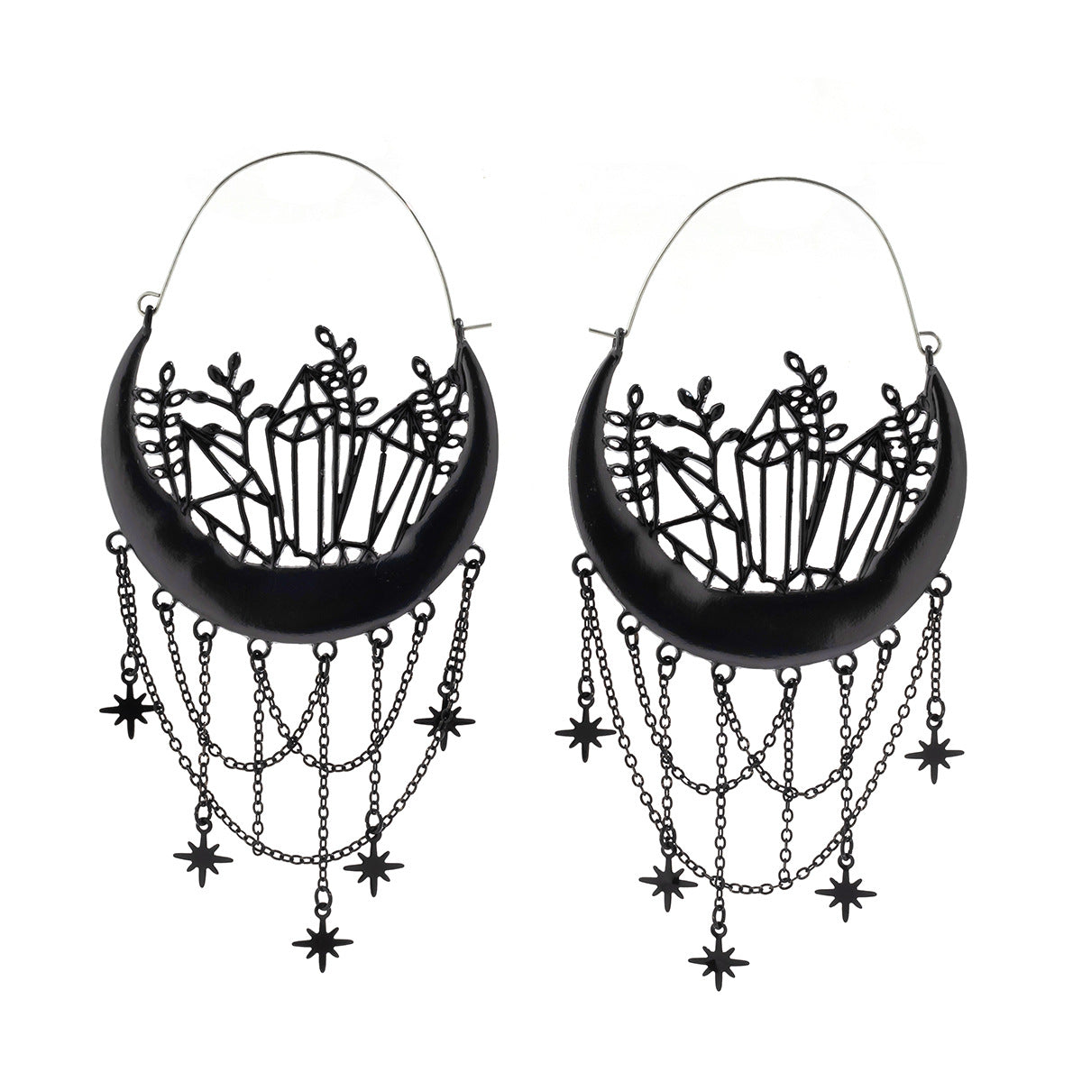 Goth Halloween Black Magic Vampire Drop Earrings