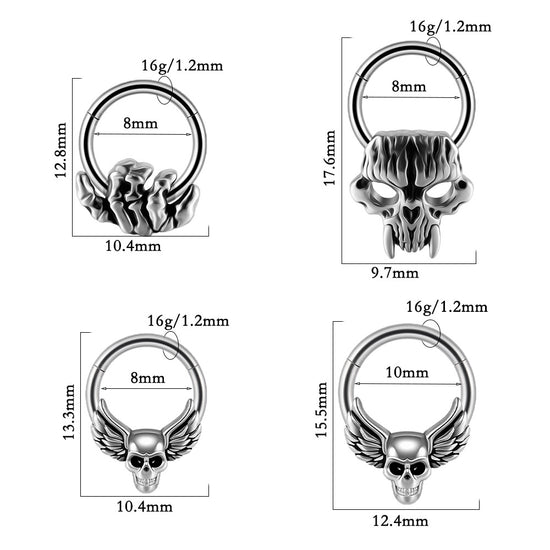 Phantom Skull 16G Septum Clicker Piercing Ring