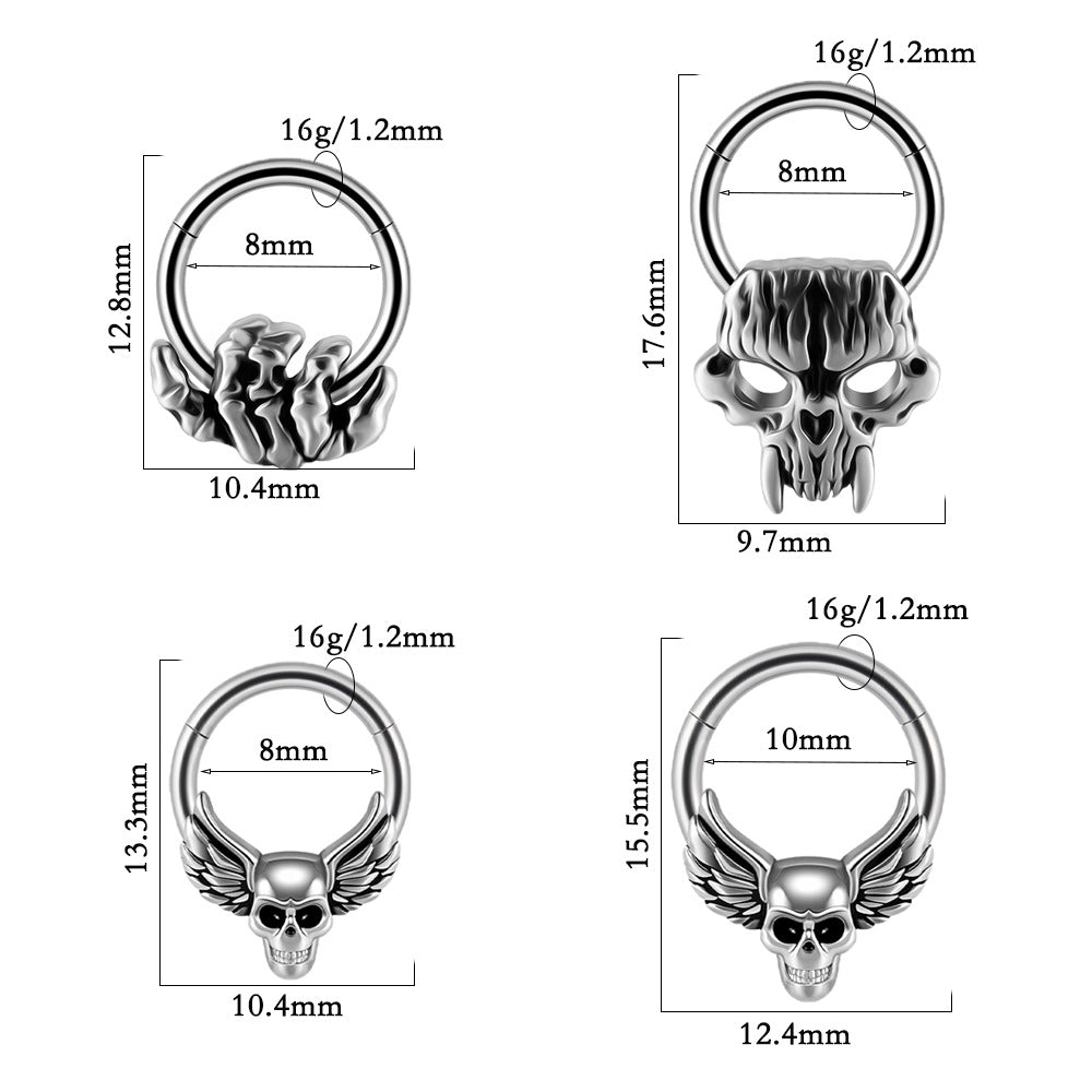 Phantom Skull 16G Septum Clicker Piercing Ring