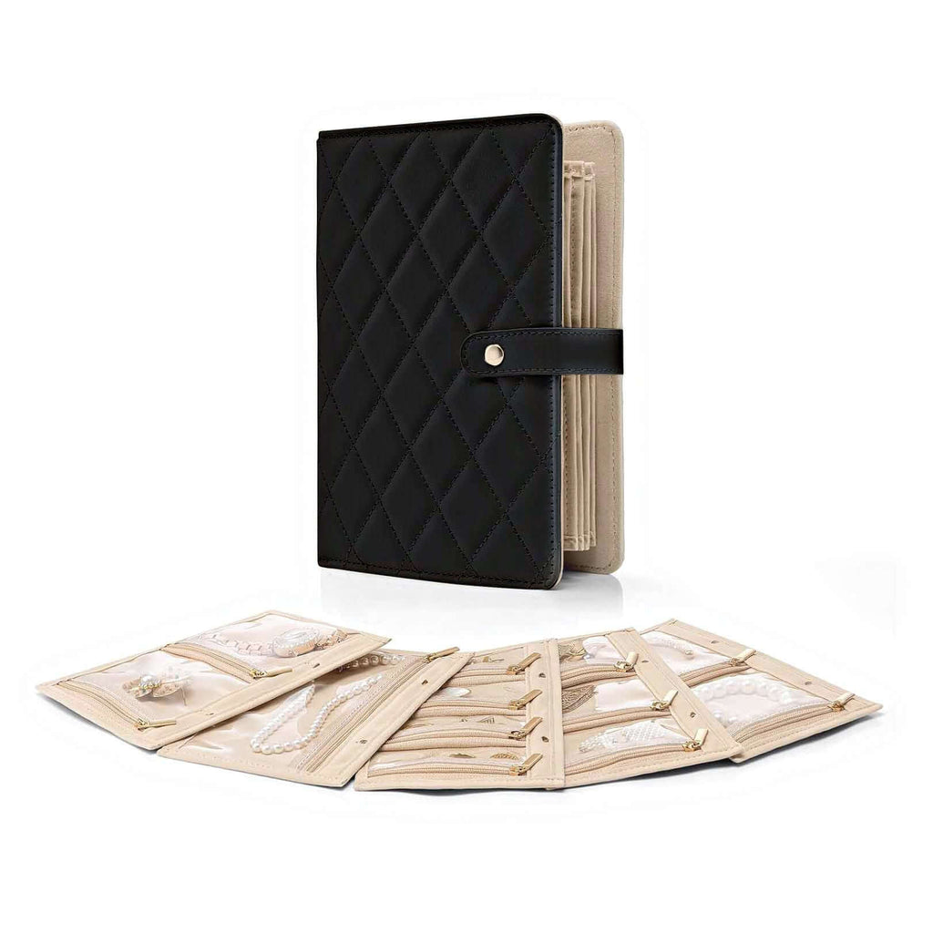 Jewelry Organizer Case Binder Book with Zipper Storage Bag